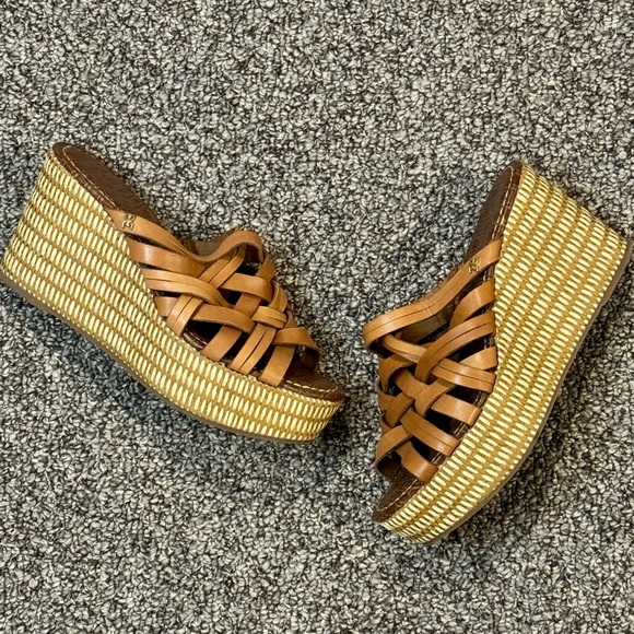Sam Edelman Brown Woven Wedge Sandals - Picture 2 of 7